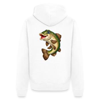 Fröhlicher Regenbogenlachs Cartoon - Unisex Premium Bio Zip Hoodie - Weiß - Hinten - Thijin (182cm)