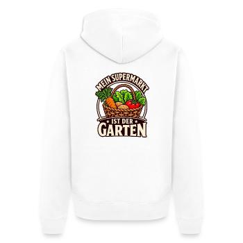 Gartenernte Selbstversorgung - Unisex Premium Bio Zip Hoodie - Weiß - Hinten - Thijin (182cm)