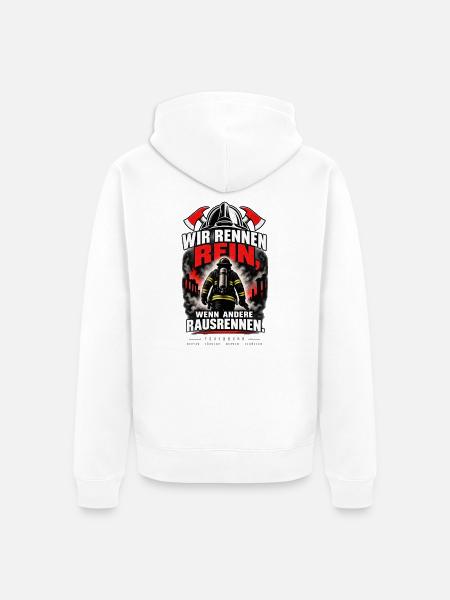 Feuerwehr - Wir rennen rein - Unisex Premium Bio Zip Hoodie - Weiß