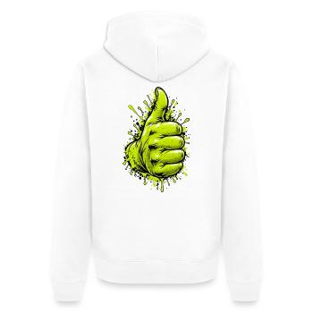Neon Grüner Daumen Graffiti - Unisex Premium Bio Zip Hoodie - Weiß - Hinten - Thijin (182cm)