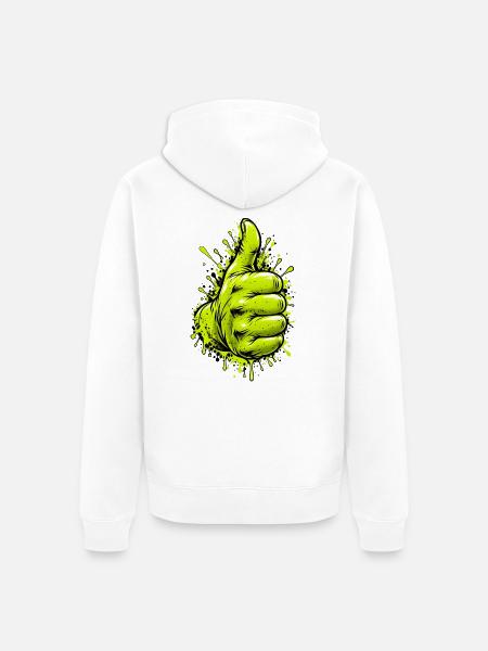 Neon Grüner Daumen Graffiti - Unisex Premium Bio Zip Hoodie - Weiß