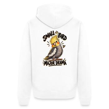 Lustiger Nymphensittich Spruch  - Unisex Premium Bio Zip Hoodie - Weiß - Hinten - Thijin (182cm)