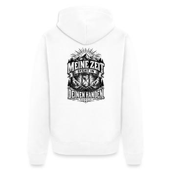Meine Zeit steht in deinen Händen – Psalm 31,16 - Unisex Premium Bio Zip Hoodie - Weiß - Hinten - Thijin (182cm)