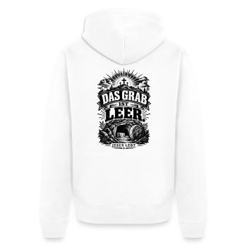 Das Grab ist leer – Jesus lebt - Unisex Premium Bio Zip Hoodie - Weiß - Hinten - Thijin (182cm)
