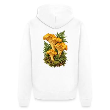 Pfifferlinge mit Farn - Unisex Premium Bio Zip Hoodie - Weiß - Hinten - Thijin (182cm)