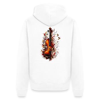 Violine mit Blumen und Musiknoten – Geige Klassik - Unisex Premium Bio Zip Hoodie - Weiß - Hinten - Thijin (182cm)