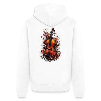 Vintage Violine Ornament – Elegante Geige Klassik - Unisex Premium Bio Zip Hoodie - Weiß - Hinten - Thijin (182cm)