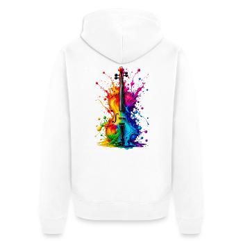 Bunte Violine Regenbogen Geige Musik Farbspritzer - Unisex Premium Bio Zip Hoodie - Weiß - Hinten - Thijin (182cm)