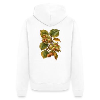 Haselnüsse am Zweig - Unisex Premium Bio Zip Hoodie - Weiß - Hinten - Thijin (182cm)