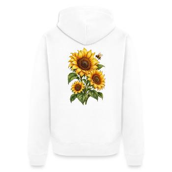 Sonnenblumen Gartenliebe - Unisex Premium Bio Zip Hoodie - Weiß - Hinten - Thijin (182cm)