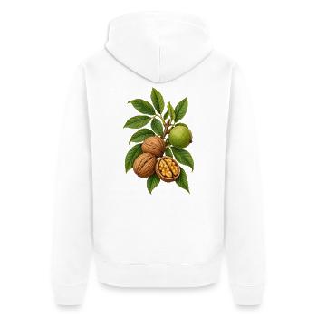 Walnüsse mit Blättern - Unisex Premium Bio Zip Hoodie - Weiß - Hinten - Thijin (182cm)