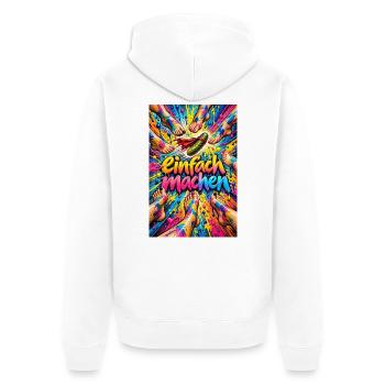 Heldenhafte Gurke Farbexplosion - Unisex Premium Bio Zip Hoodie - Weiß - Hinten - Thijin (182cm)