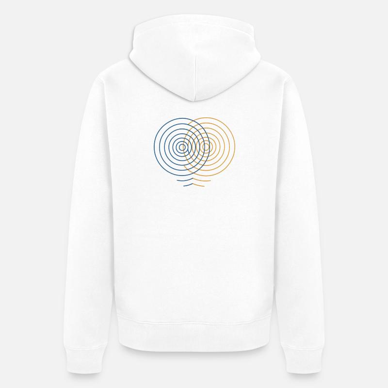 Interférence concentrique – Conception physique - Veste à capuche bio Premium Unisexe - blanc