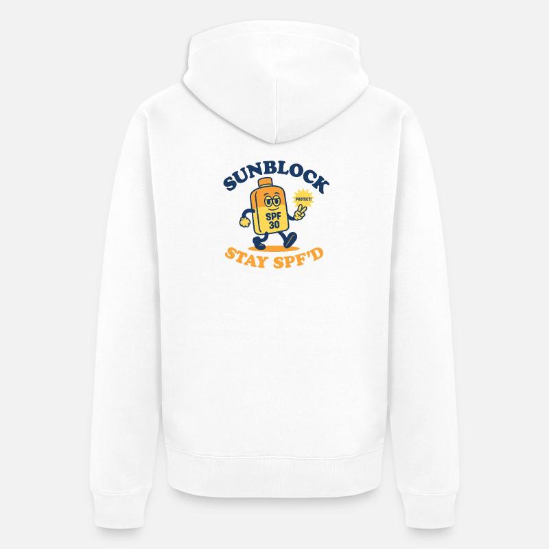 Sunblock Squad – Restez SPF’d Design - Veste à capuche bio Premium Unisexe - blanc
