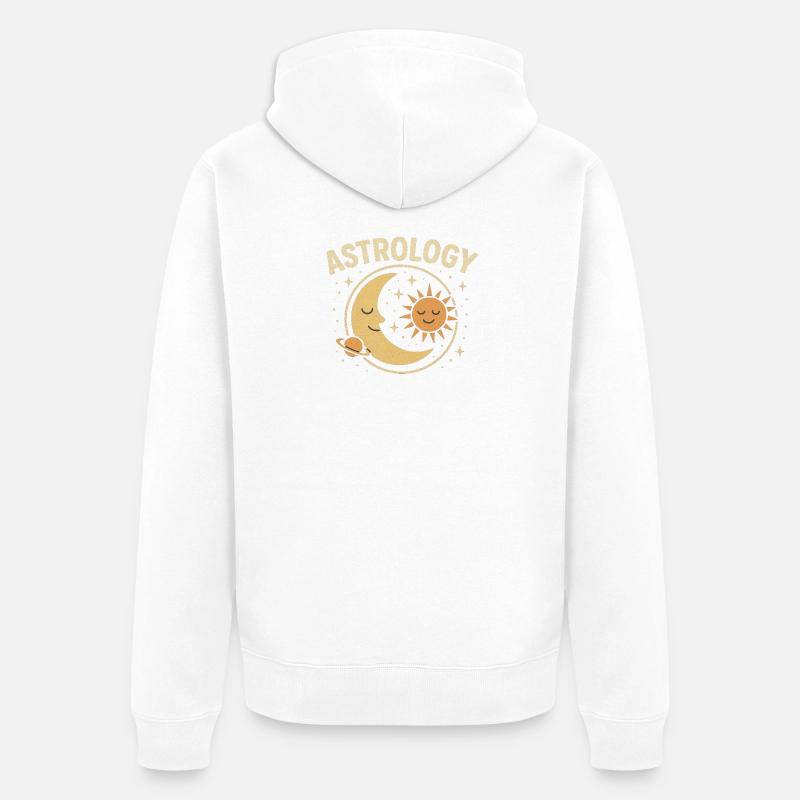 Astrologie Lune et Soleil - Veste à capuche bio Premium Unisexe - blanc