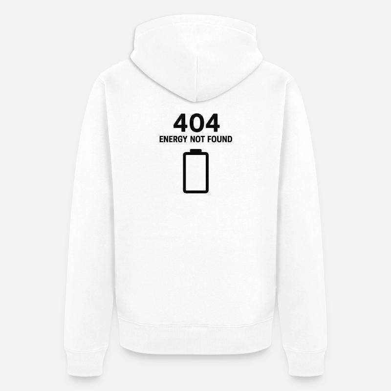 404 – Énergie introuvable noir - Veste à capuche bio Premium Unisexe - blanc