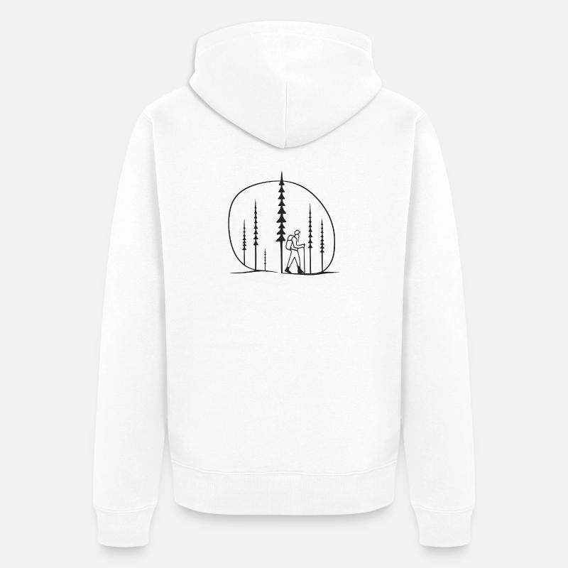 Waldwanderer Silhouette geschenkidee freunde  - Unisex Premium Bio Zip Hoodie - Weiß