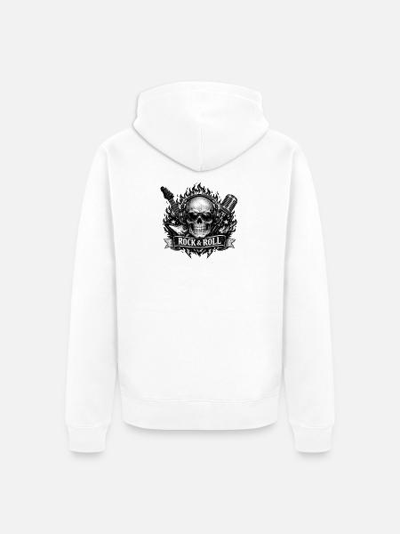 Schädelrock mit Mikro und Gitarre - Unisex Premium Bio Zip Hoodie - Weiß