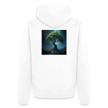 Bunter Baum des Lebens. - Unisex Premium Bio Zip Hoodie - Weiß - Hinten - Thijin (182cm)