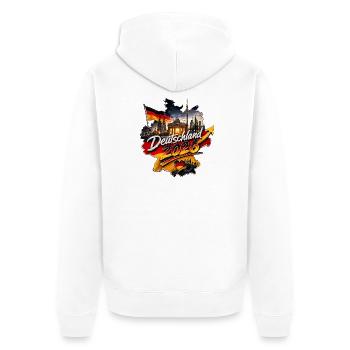Deutschland_2026 - Unisex Premium Bio Zip Hoodie - Weiß - Hinten - Thijin (182cm)