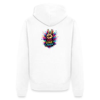 Peace Color Splash – Live Love Laugh - Unisex Premium Bio Zip Hoodie - Weiß - Hinten - Thijin (182cm)