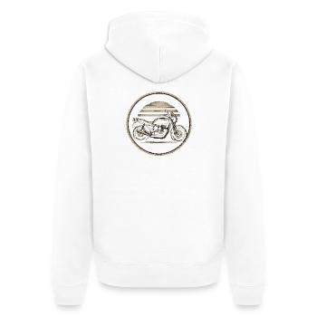 Vintage Motorrad Kreislogo - Unisex Premium Bio Zip Hoodie - Weiß - Hinten - Thijin (182cm)