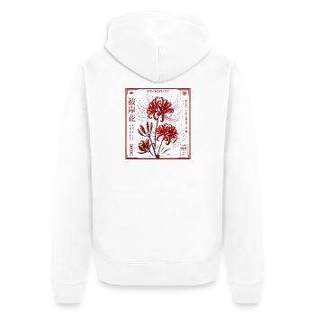 Japan Blume Rote Lilie  - Unisex Premium Bio Zip Hoodie - Weiß - Hinten - Thijin (182cm)