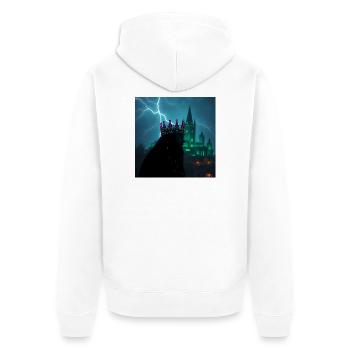 Der König der Matrix: Akzelerationismus & Kosmos - Unisex Premium Bio Zip Hoodie - Weiß - Hinten - Thijin (182cm)