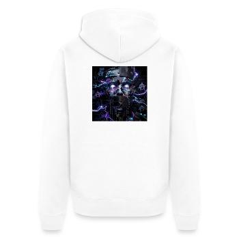Der algorithmische Blockwart - Unisex Premium Bio Zip Hoodie - Weiß - Hinten - Thijin (182cm)