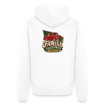 Familien-Weihnachts-2026 Vintage-Truck - Unisex Premium Bio Zip Hoodie - Weiß - Hinten - Thijin (182cm)