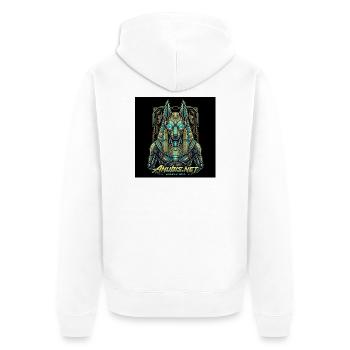 Cyberpunk Anubis Neo God - Unisex Premium Bio Zip Hoodie - Weiß - Hinten - Thijin (182cm)