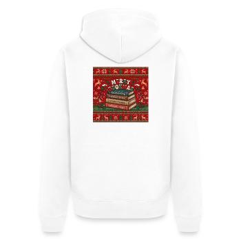 Merry Bookmas - Unisex Premium Bio Zip Hoodie - Weiß - Hinten - Thijin (182cm)
