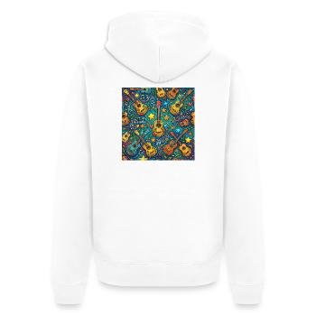 Psychedelische Gitarre Im 60er Hippie Stil - Unisex Premium Bio Zip Hoodie - Weiß - Hinten - Thijin (182cm)