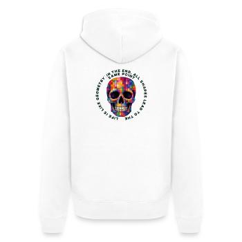 Bunter Patchwork Schädel - Unisex Premium Bio Zip Hoodie - Weiß - Hinten - Thijin (182cm)