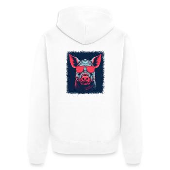 bday birthday present idea pig agriculture present - Unisex Premium Bio Zip Hoodie - Weiß - Hinten - Thijin (182cm)