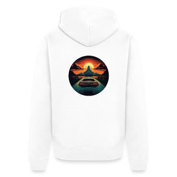 Retro classic cars in nature - Unisex Premium Organic Zip Hoodie - white - Back - Thijin (182cm)
