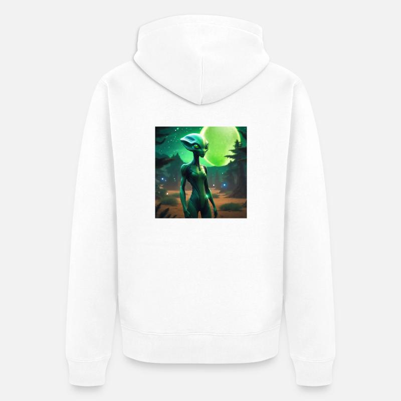 Alien de lune verte - Veste à capuche bio Premium Unisexe - blanc