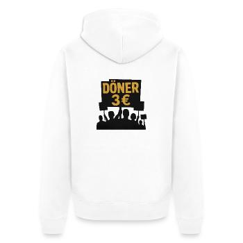 Döner 3€ - Unisex Premium Bio Zip Hoodie - Weiß - Hinten - Thijin (182cm)