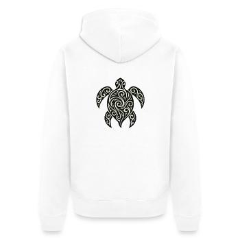 Mana Honu – Polynesian Turtle - Unisex Premium Bio Zip Hoodie - Weiß - Hinten - Thijin (182cm)