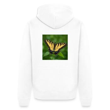 Östlicher Tiger Schwalbenschwanz - Unisex Premium Bio Zip Hoodie - Weiß - Hinten - Thijin (182cm)