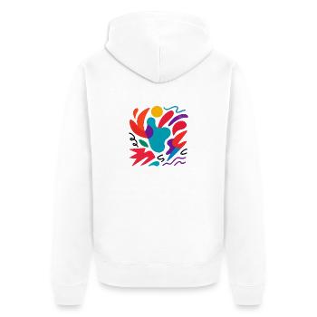 Abstract CLR - Unisex Premium Bio Zip Hoodie - Weiß - Hinten - Thijin (182cm)