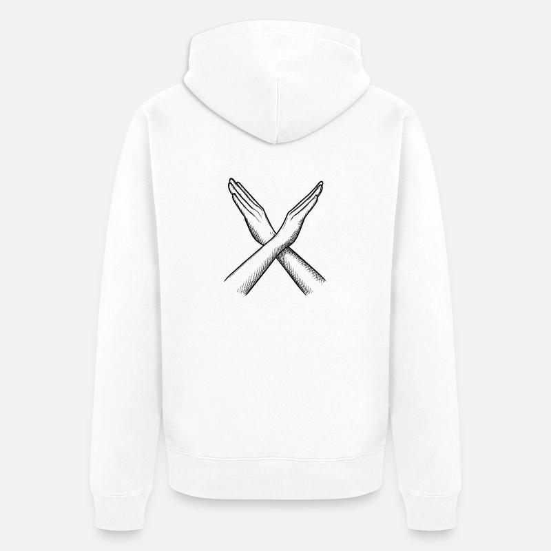 Mains croisées – Déclaration en lignes - Veste à capuche bio Premium Unisexe - blanc