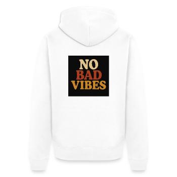 Keine schlechten Vibes - Unisex Premium Bio Zip Hoodie - Weiß - Hinten - Thijin (182cm)