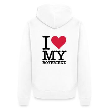 I Love My Boyfriend! - Veste à capuche bio Premium Unisexe - blanc - Dos - Thijin (182cm)