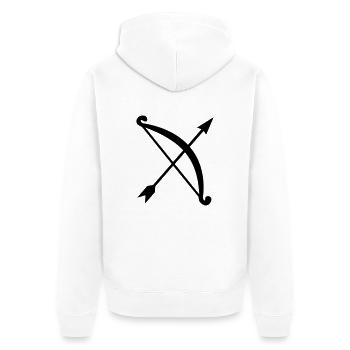 Pfeil und Bogen - Unisex Premium Bio Zip Hoodie - Weiß - Hinten - Thijin (182cm)