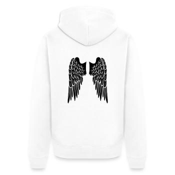 wings - Unisex Premium Bio Zip Hoodie - Weiß - Hinten - Thijin (182cm)