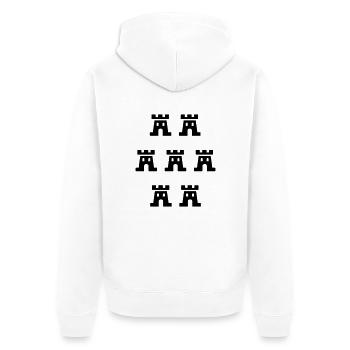 Sieben Burgen Siebenbürgen 232 einfarbig - Unisex Premium Bio Zip Hoodie - Weiß - Hinten - Thijin (182cm)