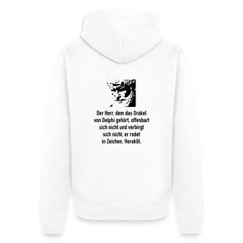 Heraklit: Der Herr, dem das Orakel von Delphi geh - Unisex Premium Bio Zip Hoodie - Weiß - Hinten - Thijin (182cm)