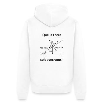 Que la Force soit avec vous T shirt humour maths - Veste à capuche bio Premium Unisexe - blanc - Dos - Thijin (182cm)