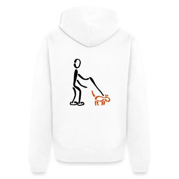 Gassi Hund 2C - Unisex Premium Bio Zip Hoodie - Weiß - Hinten - Thijin (182cm)